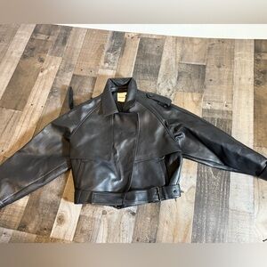 Nakedvice The Madden Black Faux Leather Belted Moto Minimalist Luxury XS NWT‎